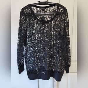 Lane Bryant Black Lace Long Sleeve Top Size 18/20 NWT